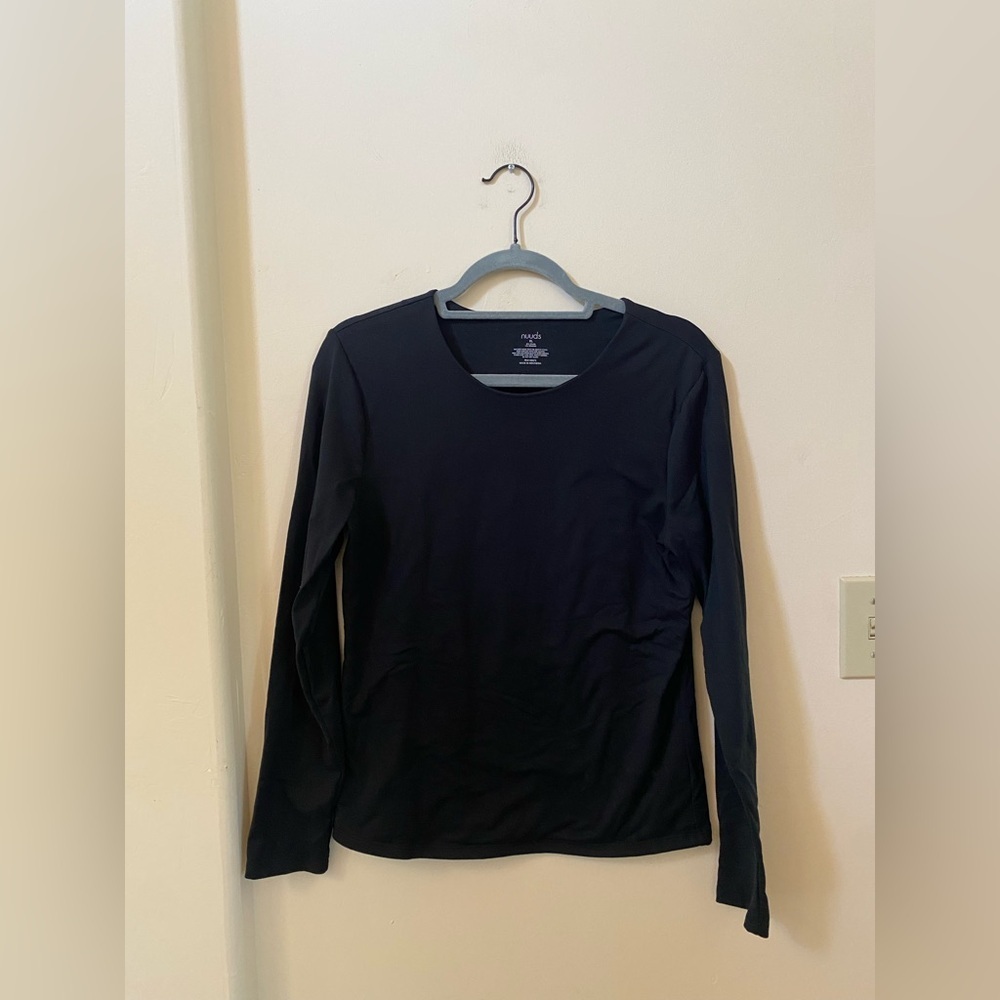 Nuuds Black Long Sleeve Crewneck Top Women’s XL Stretch Nylon Blend